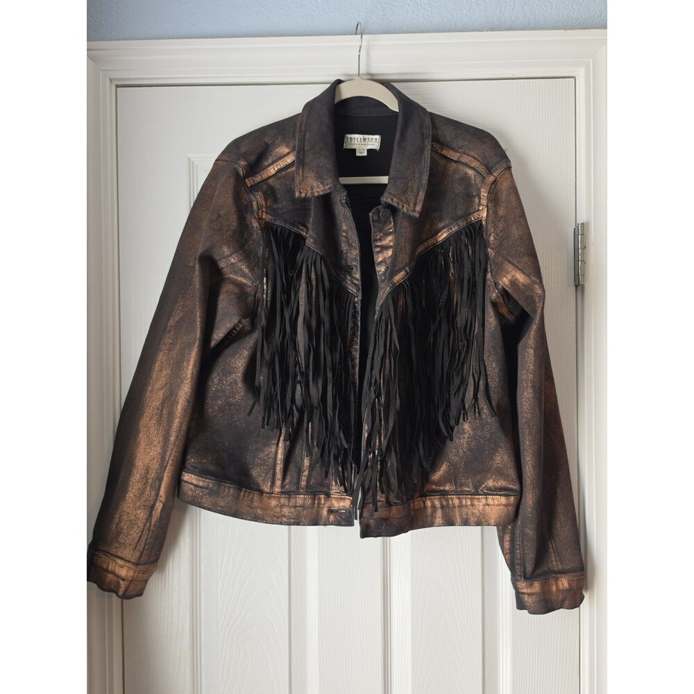 IDYLLWIND  Miranda Lambert Denim Fringe Bronze Jacket XL Festival Rodeo Cowgirl